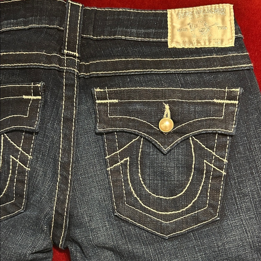 True Religion Dark Indigo Jeans with White Stitching 28/30